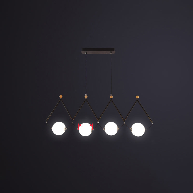 Ball Restaurant Suspension Light Ivory Glass Minimalist Creative Island Lighting Fixture