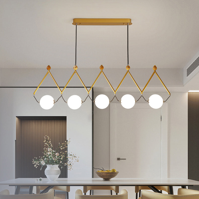 Ball Restaurant Suspension Light Ivory Glass Minimalist Creative Island Lighting Fixture