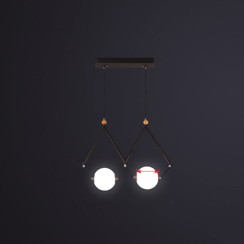 Ball Restaurant Suspension Light Ivory Glass Minimalist Creative Island Lighting Fixture