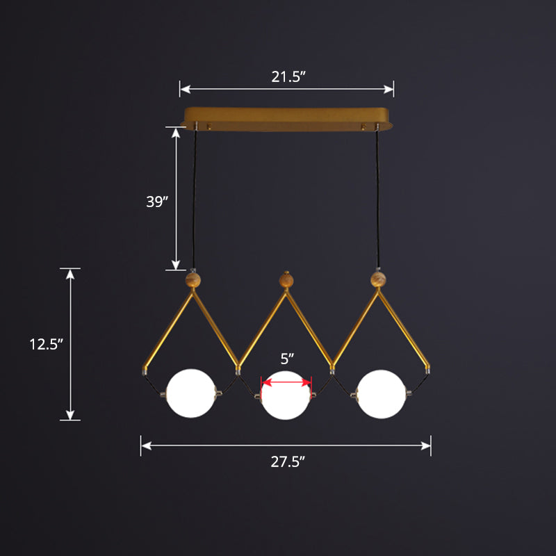 Ball Restaurant Suspension Light Ivory Glass Minimalist Creative Island Lighting Fixture