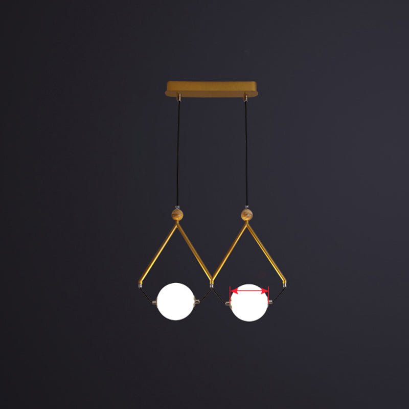 Ball Restaurant Suspension Light Ivory Glass Minimalist Creative Island Lighting Fixture