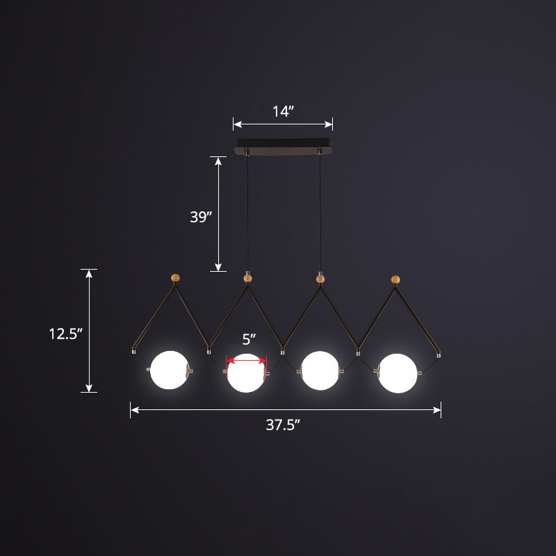 Ball Restaurant Suspension Light Ivory Glass Minimalist Creative Island Lighting Fixture