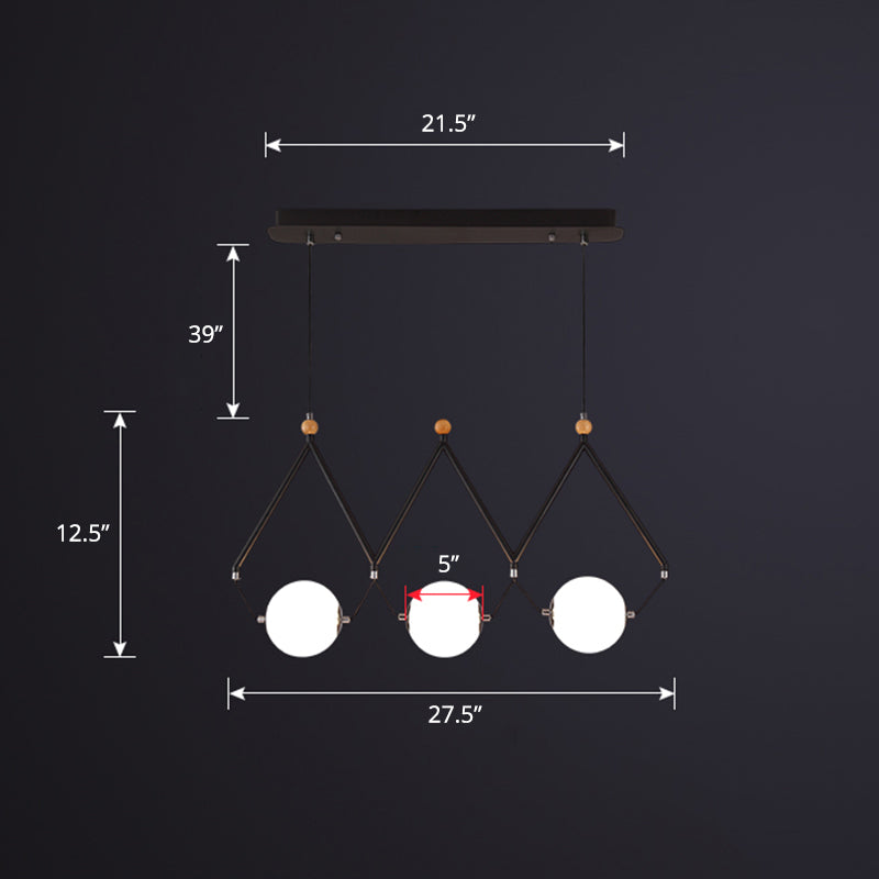 Ball Restaurant Suspension Light Ivory Glass Minimalist Creative Island Lighting Fixture