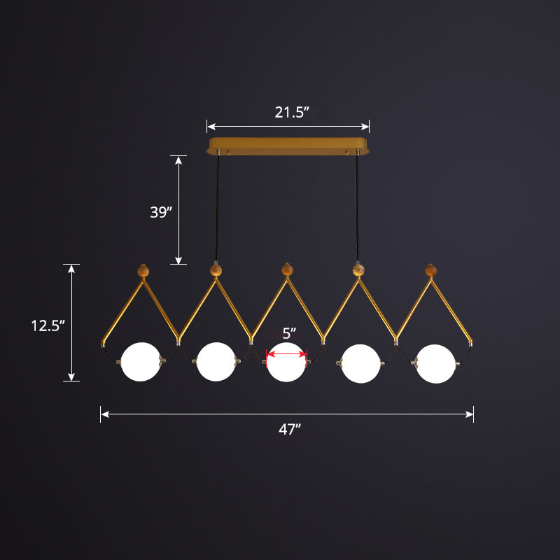 Ball Restaurant Suspension Light Ivory Glass Minimalist Creative Island Lighting Fixture