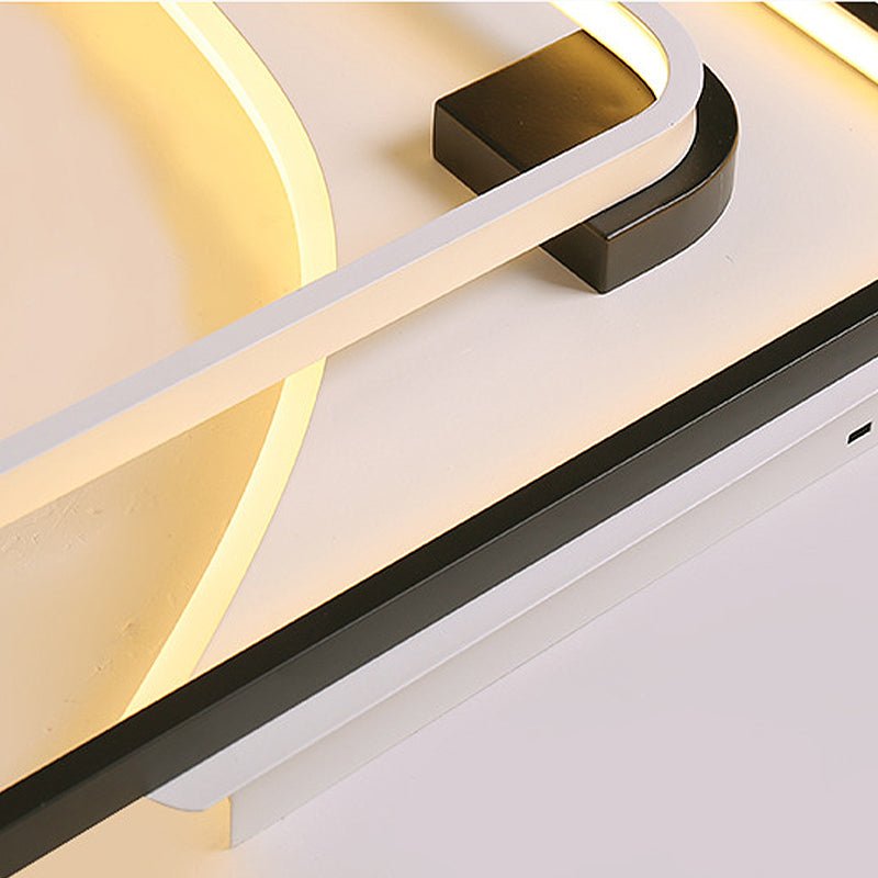 Lampada da incasso a LED per camera da letto larga 18"/22"/31,5" con paralume acrilico quadrato/rettangolare Lampada da soffitto modernista a incasso in bianco e nero in luce bianca/calda