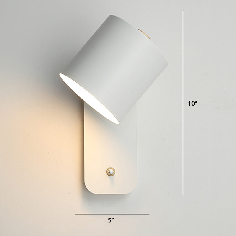Lampe de lecture de cylindre pivable lampe nordique métallique à un seul bulbe lumière avec bouton d'alimentation