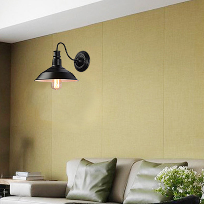 Lampe murale ombragée noire en métal industriel 1 Corridor Corridor Idées d'éclairage mural