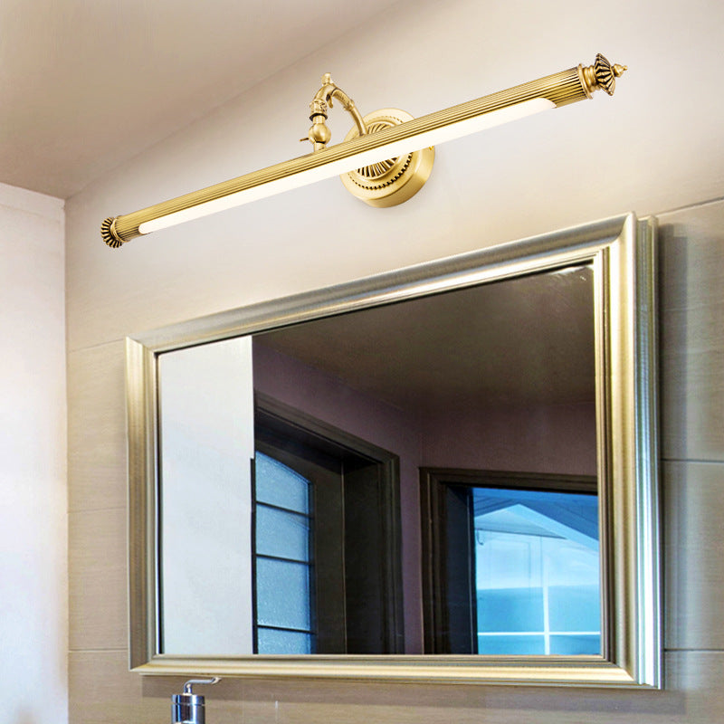 Brass Tube Vanity Sconce Traditional Metal Bath Wall Mount Light with Rotary Joint
