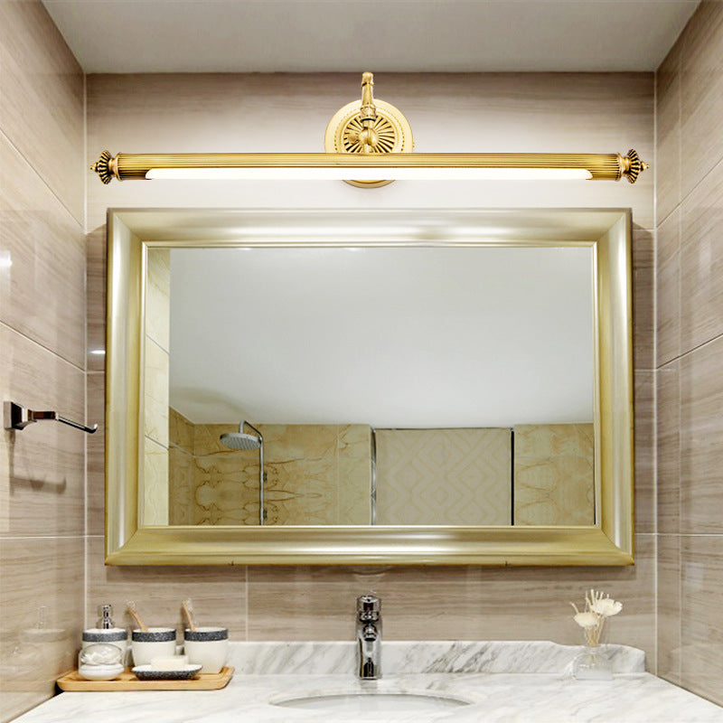 Brass Tube Vanity Sconce Traditional Metal Bath Wall Mount Light with Rotary Joint