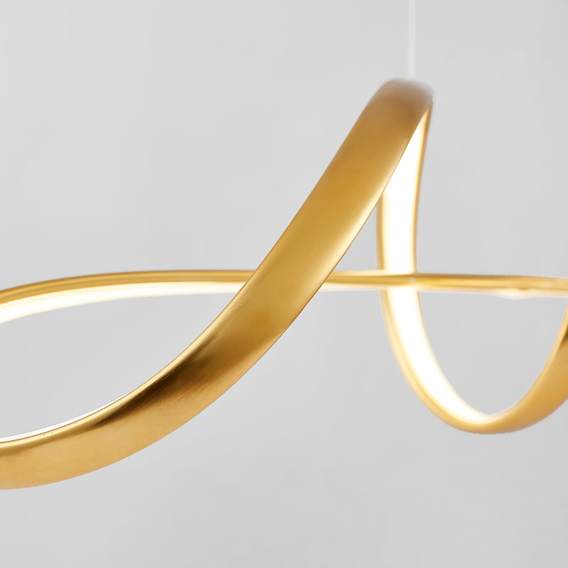 Gold Plated Twist Suspension Lamp Nordic Metal LED over Island Lighting for Restaurant