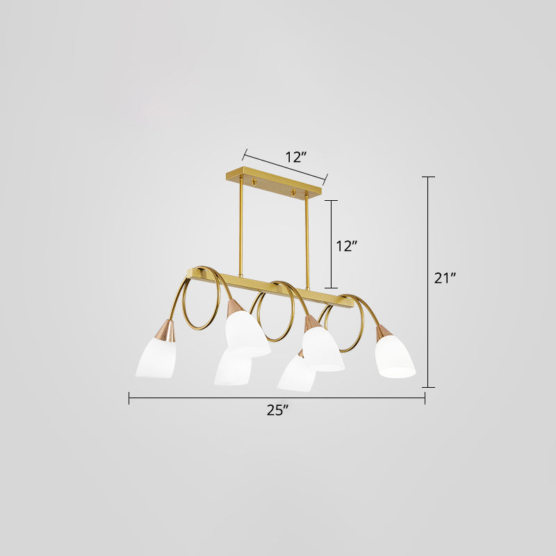 Tulip Shade Island Lamp Contemporary Milk Glass Restaurant Pendant Light Fixture