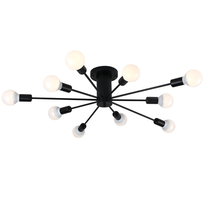 Burst Style Living Room Ceiling Flush Mount Industrial Metal Semi Flush Light Fixture