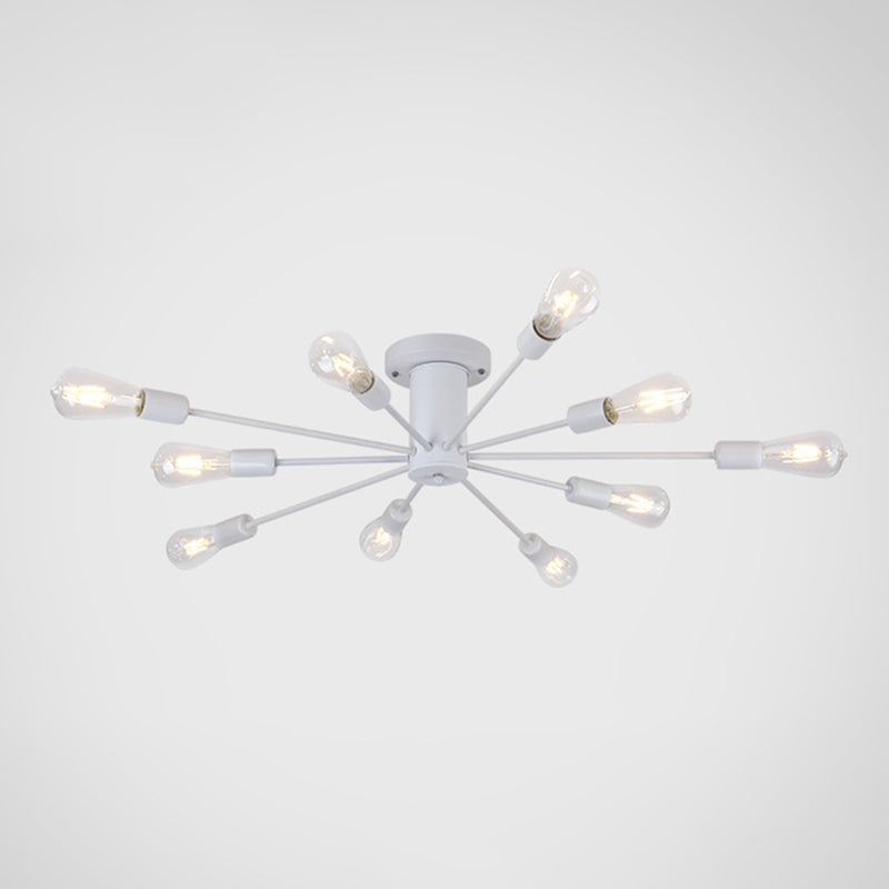 Burst Style Living Room Ceiling Flush Mount Industrial Metal Semi Flush Light Fixture