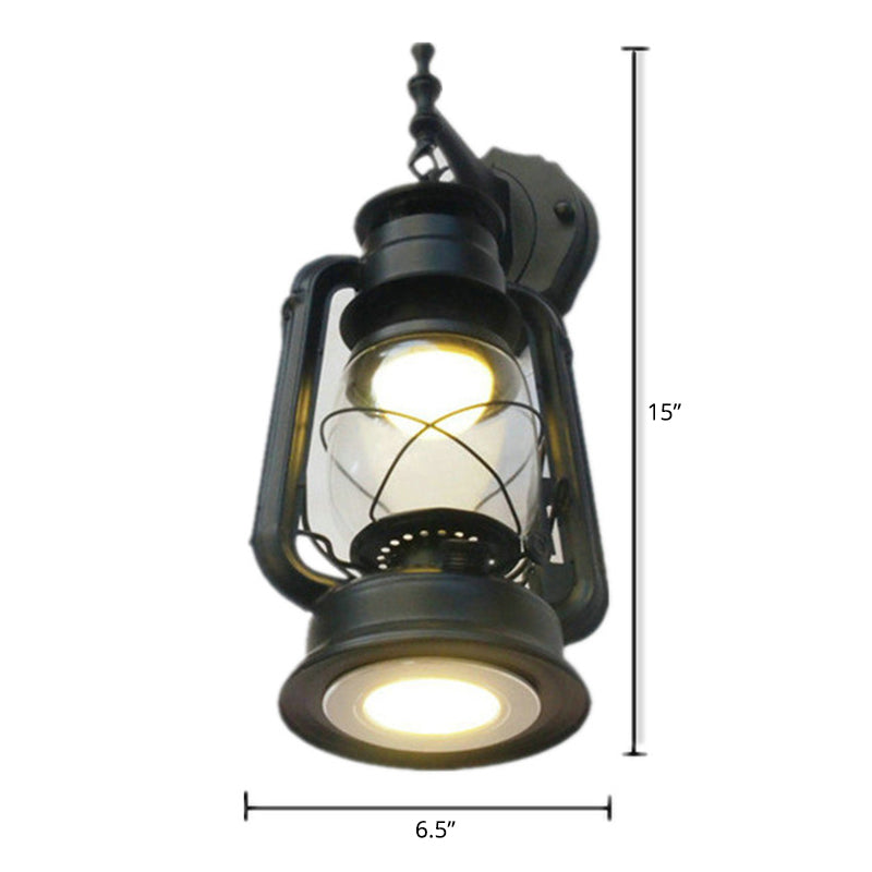 Transparent Glass Kerosene Lantern Wall Lighting Nautical Hallway Wall Mount Lamp