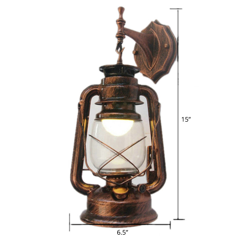 Transparent Glass Kerosene Lantern Wall Lighting Nautical Hallway Wall Mount Lamp
