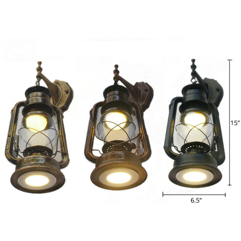 Transparent Glass Kerosene Lantern Wall Lighting Nautical Hallway Wall Mount Lamp