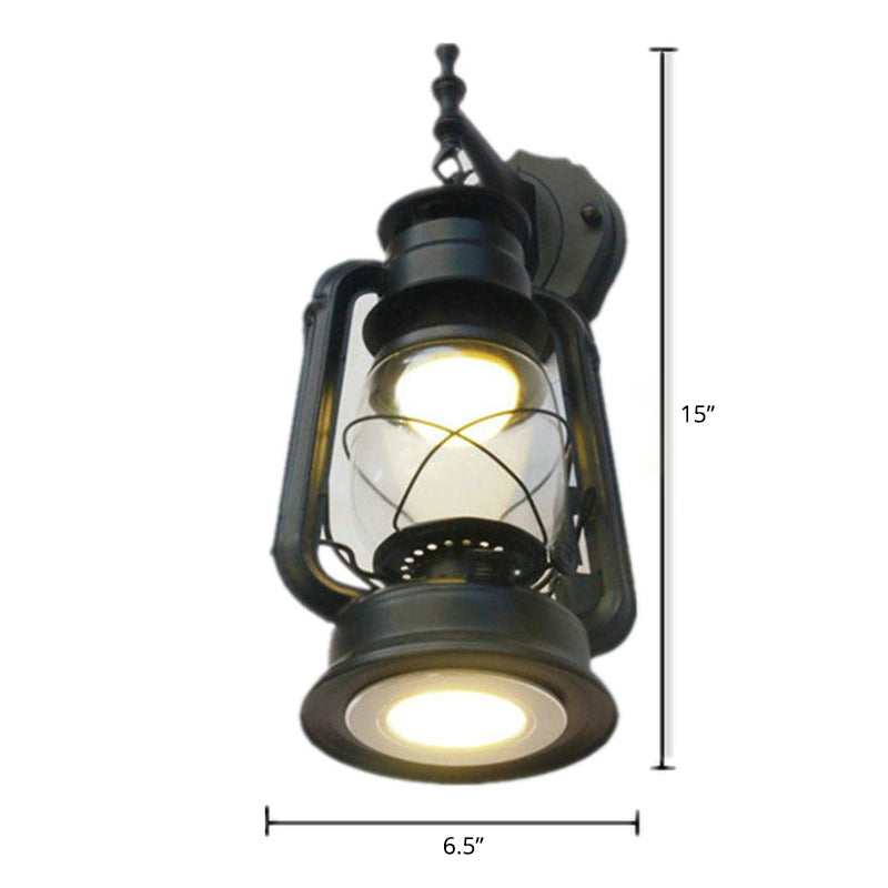 Transparent Glass Kerosene Lantern Wall Lighting Nautical Hallway Wall Mount Lamp