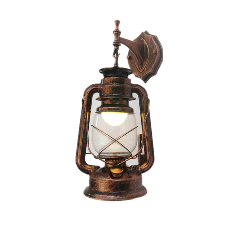 Transparent Glass Kerosene Lantern Wall Lighting Nautical Hallway Wall Mount Lamp
