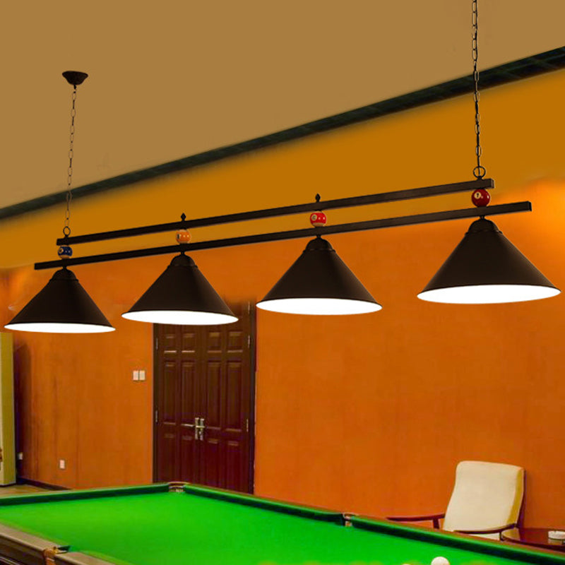 Industrial Conical Island Lamp Metal Pendant Ceiling Light with Decorative Billiards