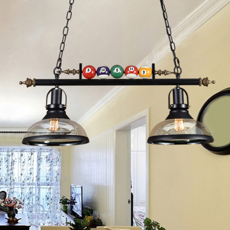 Shaded Hanging Light Fixture Industrial Metal Island Pendant with Billiard Decoration