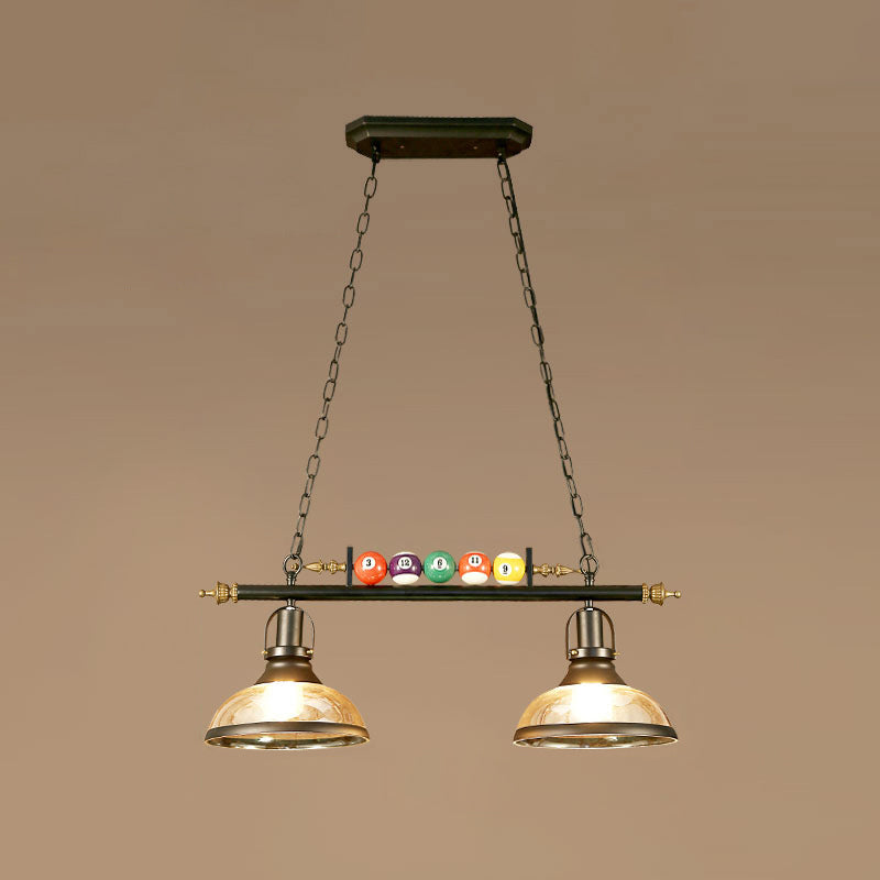 Metal Black Finish Island Lamp Shaded Industrial Style Hanging Light with Billiard Ball Deco