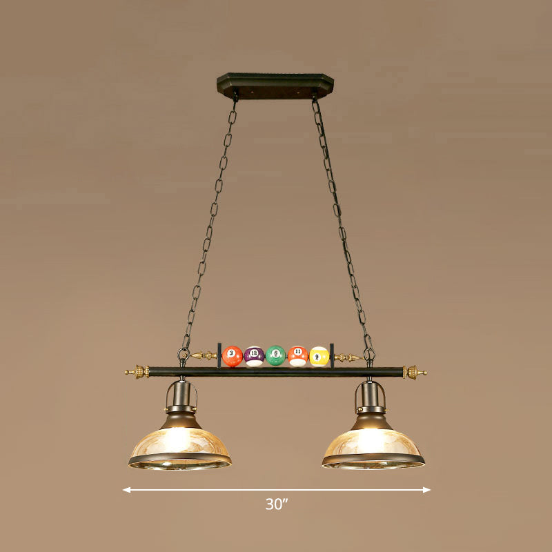 Metal Black Finish Island Lamp Shaded Industrial Style Hanging Light with Billiard Ball Deco