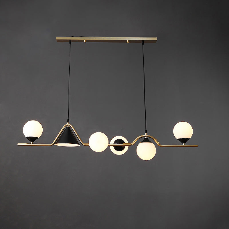 Cone and Ball Hanging Island Light Minimalist Metal Dining Room Pendant Lamp in Gold