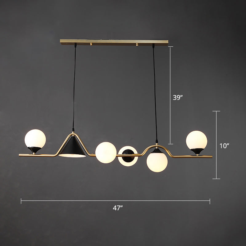 Cone and Ball Hanging Island Light Minimalist Metal Dining Room Pendant Lamp in Gold