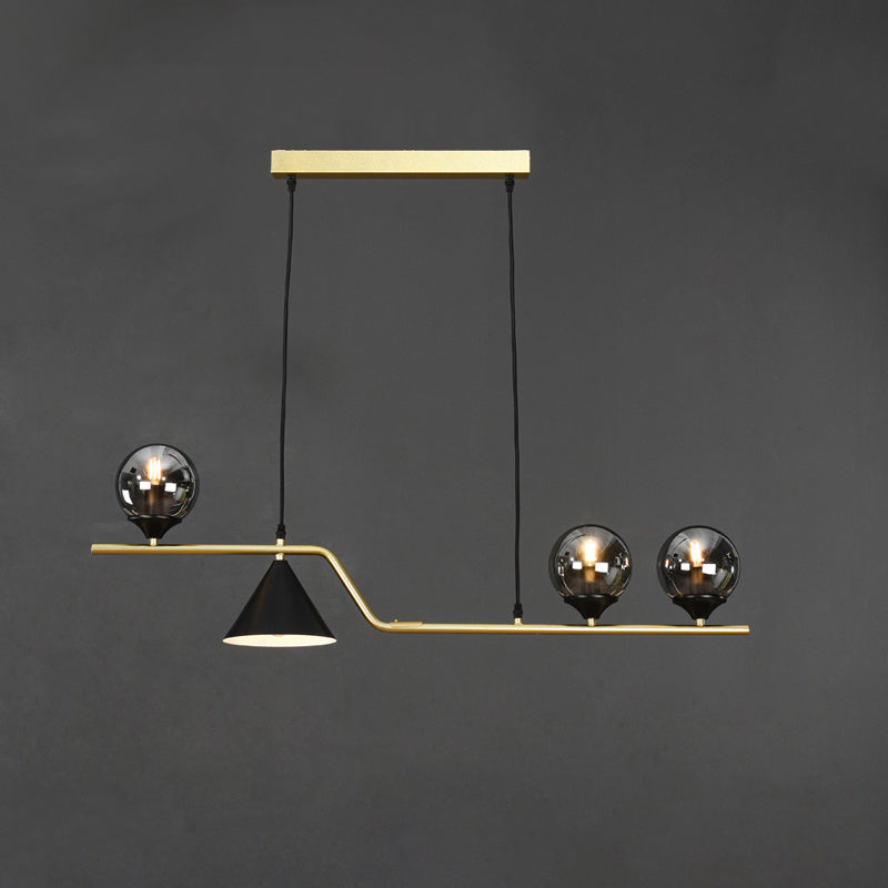 Cone and Ball Hanging Island Light Minimalist Metal Dining Room Pendant Lamp in Gold