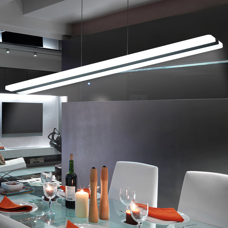 Black and White Plank Hanging Lamp Simple LED Acrylic Island Lighting Fixture over Table