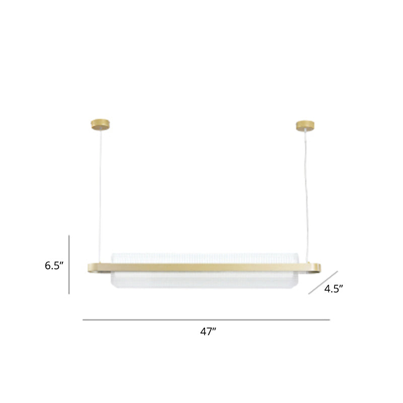 Nordic Linear Island Lamp Acrylic Dining Room LED Pendant Lighting Fixture in Gold