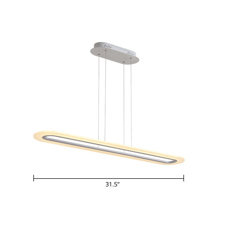 Acrylic Oblong LED Suspension Light Fixture Minimalist Style Hanging Lamp over Island
