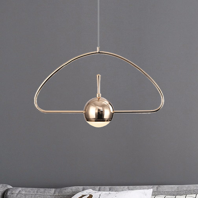 Rectangulaire / triangulaire / circulaire Cadre de fil Plafond Pendant Métal contemporain 1 Light Chrome / Gol Pendant Lightture pour chambre à coucher