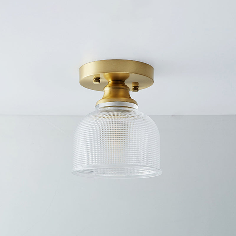 Messing Schaduwrijke Kleine Flushmount Verlichting Landelijke Enkele Badkamer Semi Flush Plafond Licht