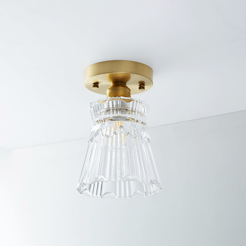 Messing Schaduwrijke Kleine Flushmount Verlichting Landelijke Enkele Badkamer Semi Flush Plafond Licht