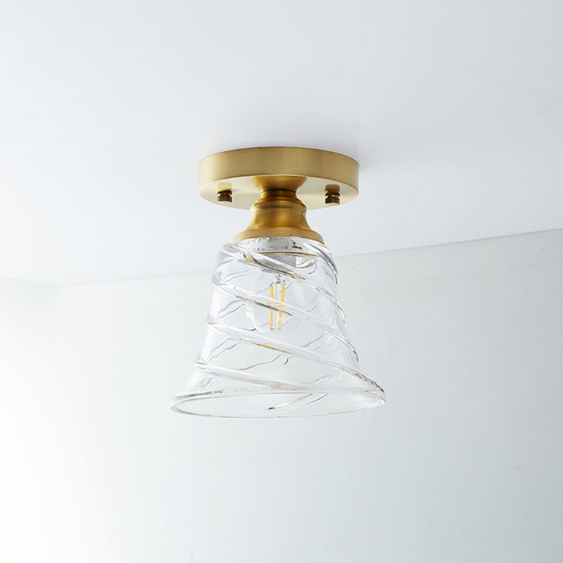 Messing Schaduwrijke Kleine Flushmount Verlichting Landelijke Enkele Badkamer Semi Flush Plafond Licht