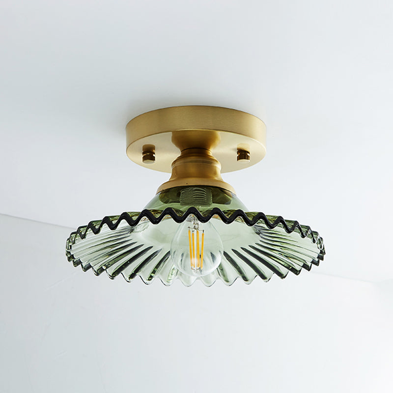 Messing Schaduwrijke Kleine Flushmount Verlichting Landelijke Enkele Badkamer Semi Flush Plafond Licht