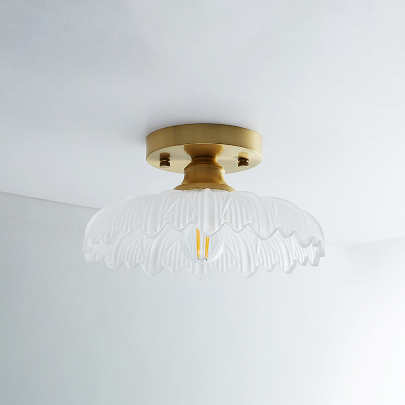 Messing Schaduwrijke Kleine Flushmount Verlichting Landelijke Enkele Badkamer Semi Flush Plafond Licht