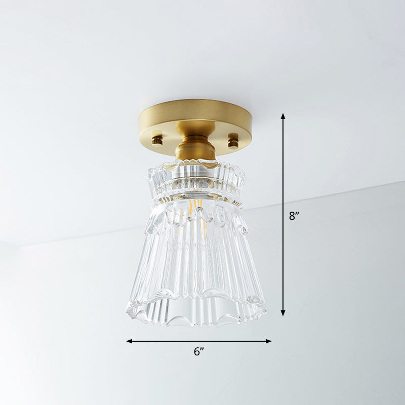 Messing Schaduwrijke Kleine Flushmount Verlichting Landelijke Enkele Badkamer Semi Flush Plafond Licht