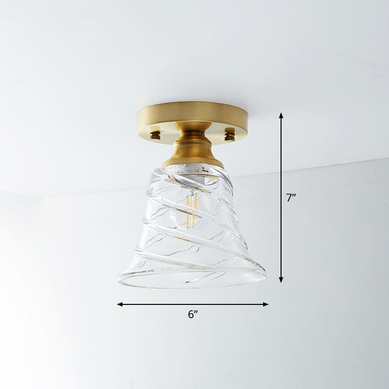 Messing Schaduwrijke Kleine Flushmount Verlichting Landelijke Enkele Badkamer Semi Flush Plafond Licht