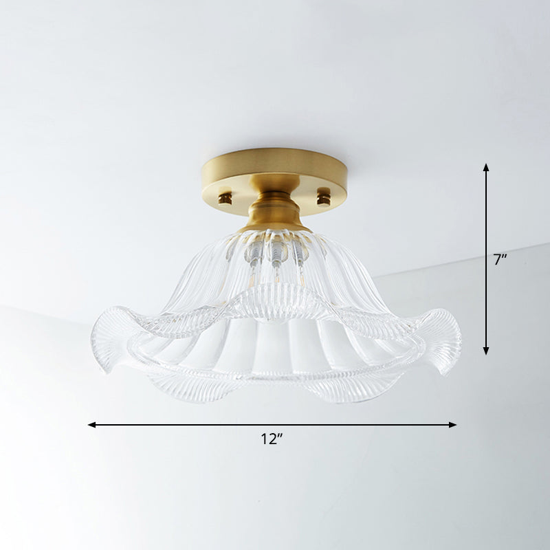 Messing Schaduwrijke Kleine Flushmount Verlichting Landelijke Enkele Badkamer Semi Flush Plafond Licht