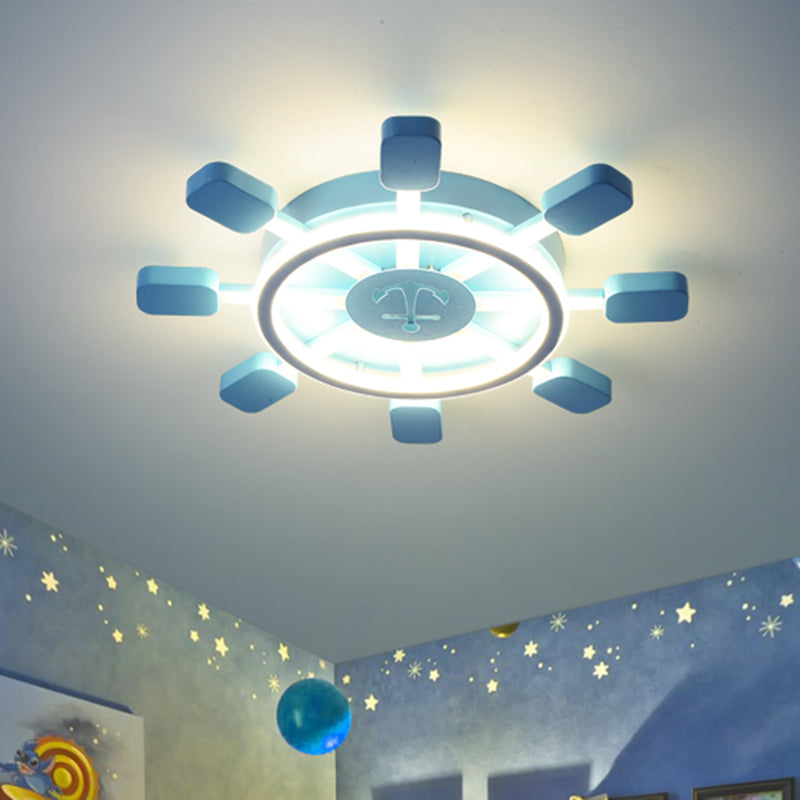 Aluminio Rudder Flush Lave Light Ychilrens Sky Blue LED Flush Light Fixture for Bedroom