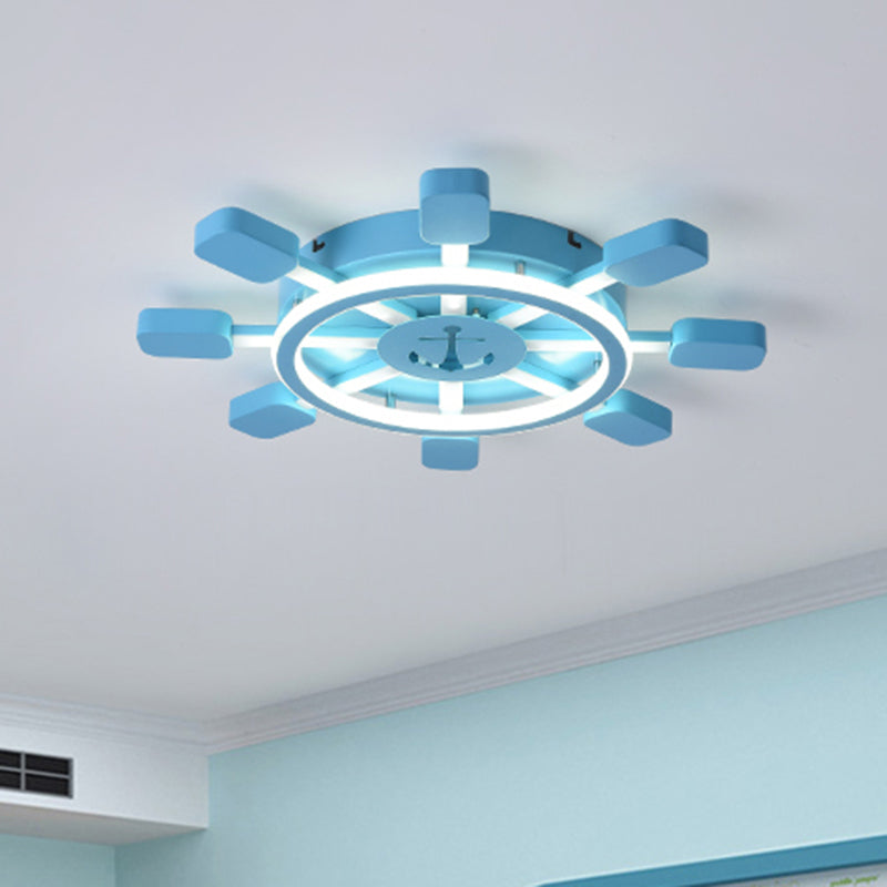 Aluminio Rudder Flush Lave Light Ychilrens Sky Blue LED Flush Light Fixture for Bedroom