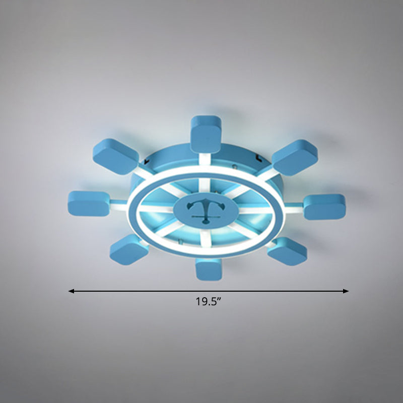 Aluminio Rudder Flush Lave Light Ychilrens Sky Blue LED Flush Light Fixture for Bedroom