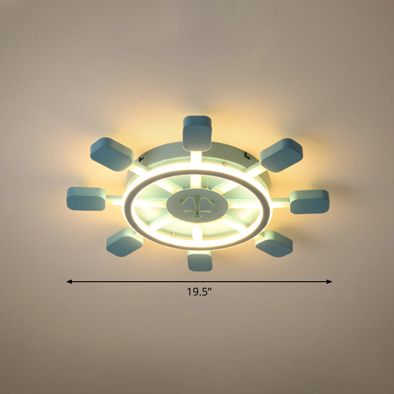 Aluminio Rudder Flush Lave Light Ychilrens Sky Blue LED Flush Light Fixture for Bedroom