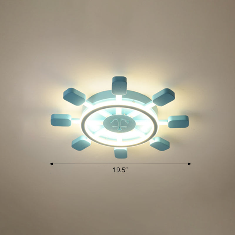 Aluminio Rudder Flush Lave Light Ychilrens Sky Blue LED Flush Light Fixture for Bedroom