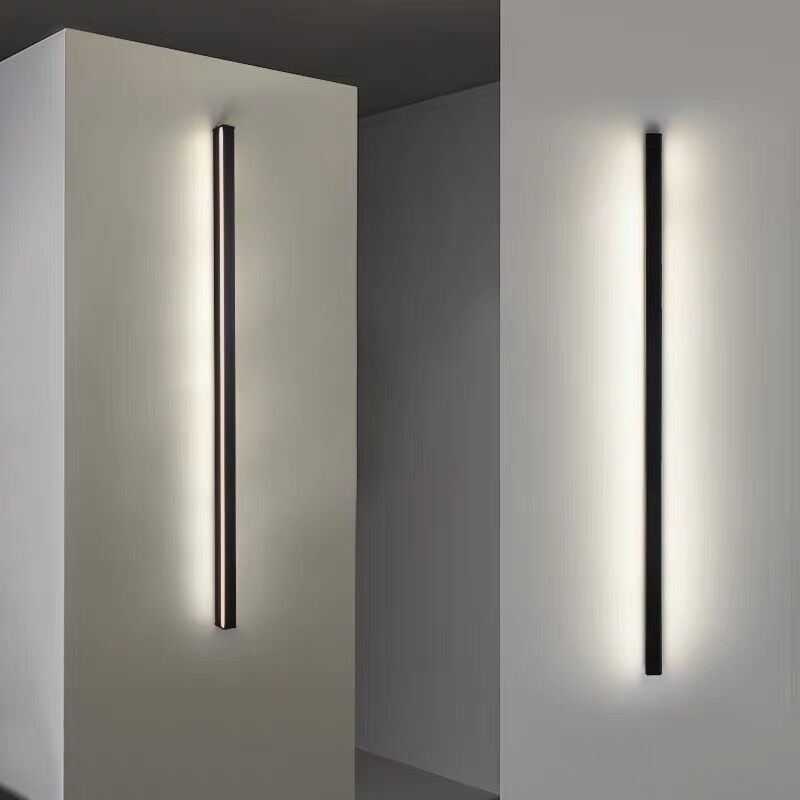 Lineare Flush Mount Wall Leuchten Einfachheit Metall Flur LED -Wandhalterung Licht in Schwarz