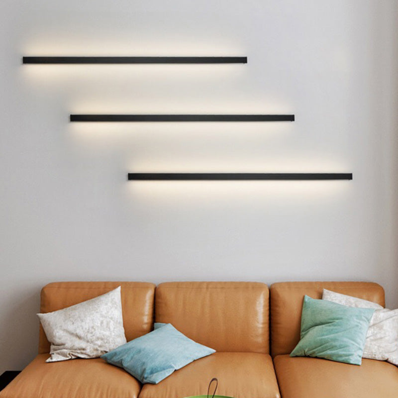 Lineare Flush Mount Wall Leuchten Einfachheit Metall Flur LED -Wandhalterung Licht in Schwarz