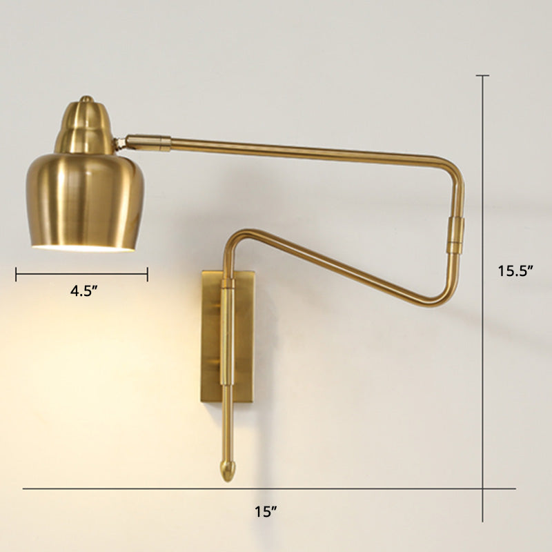 Shaded Bedside Wall Mounted Reading Lamp Metal 1 Head Nordic Task Wall Sconce with Retractable Arm