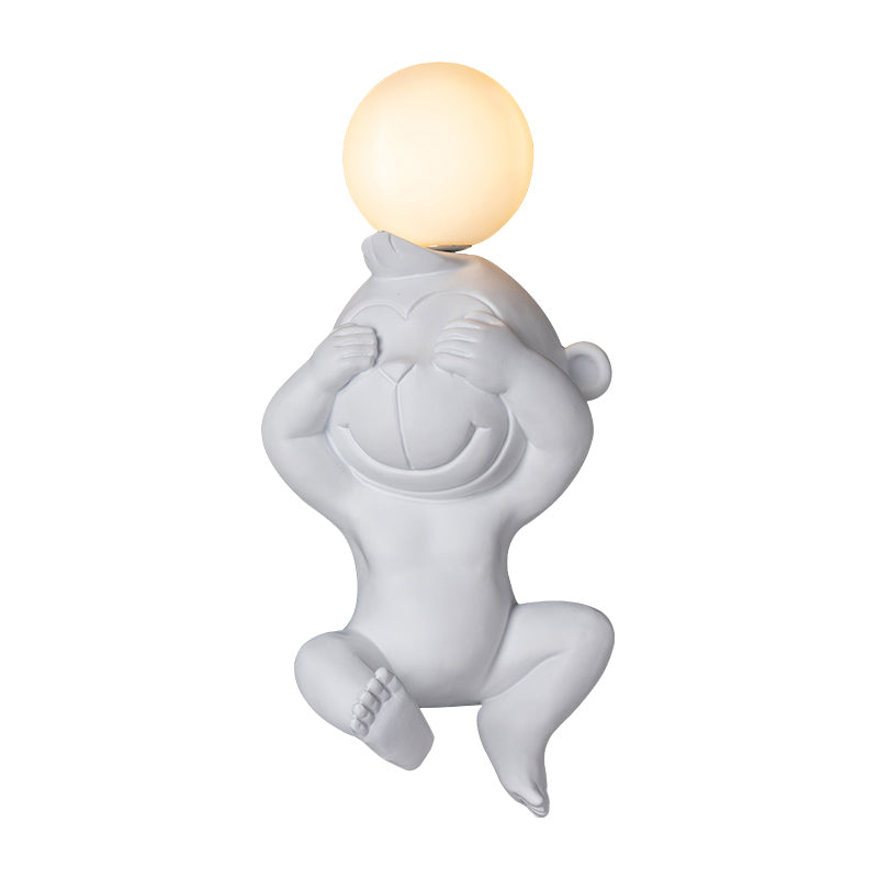 Kreatives nordisches Tier Wandleuchten Harz 1-Licht Wohnzimmer Wandleuchte mit Kugelglasschatten